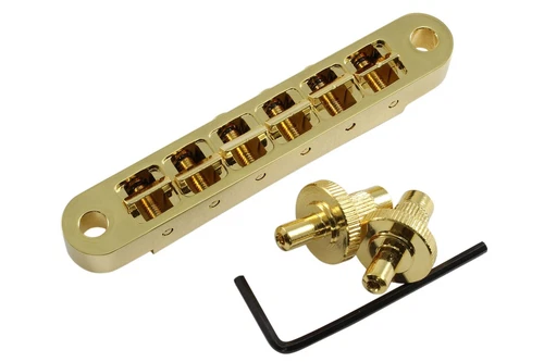 Pinnacle Machined Bell Brass Nashville TOM guitar bridge for Gibson - Gold