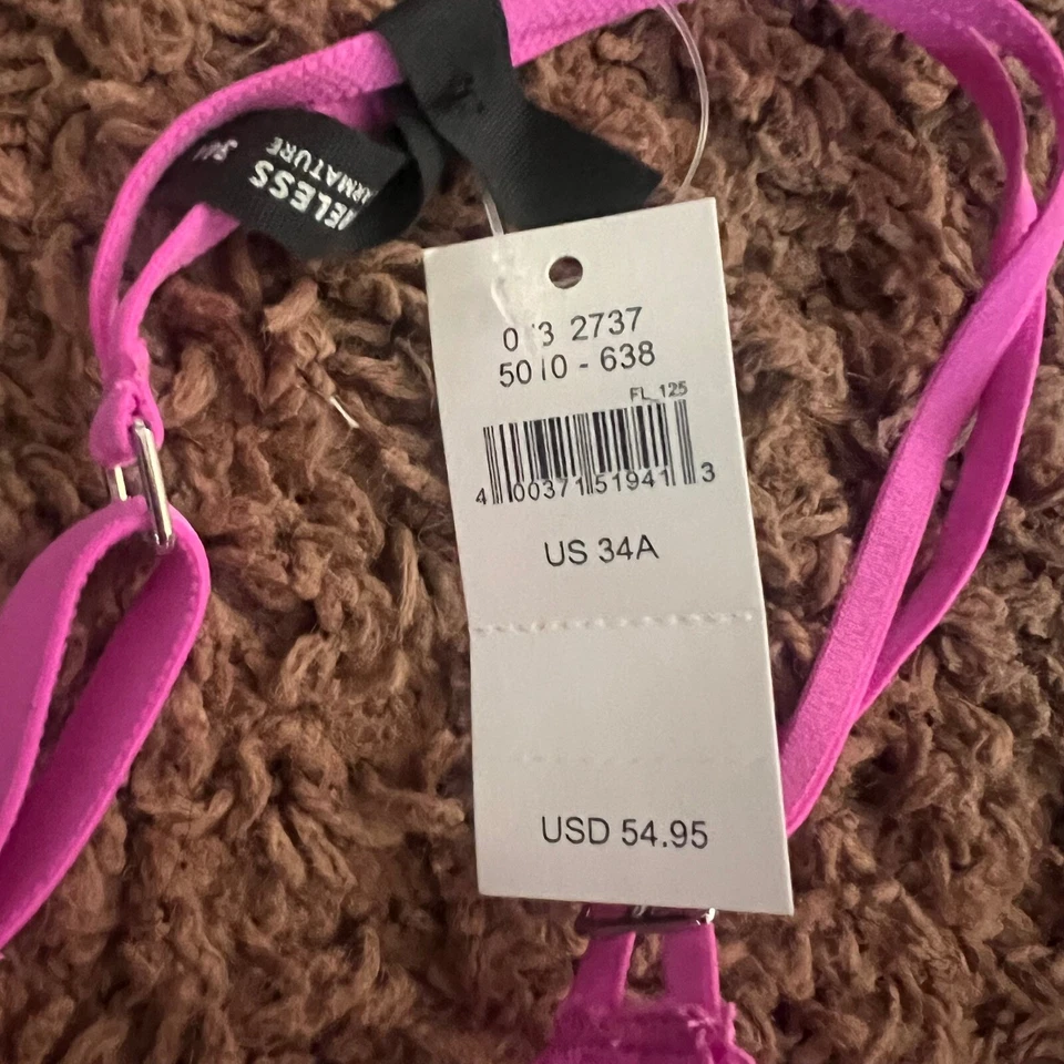 Aerie Lace Bralette Padded Wireless Adjustable Straps Pink US Size 34A NWT - Image 3 of 4