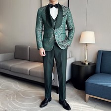 Spring Men's Jacquard Suit Wedding Dress Groom Suit Mens Suits 3 Piece Clothing