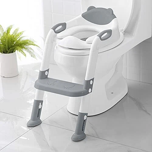Potty Training Seat with Step Stool Ladder,  Potty Training Toilet 8838-grey - Picture 2 of 8