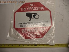 QTY  9: My Sign Center "Beware of Dog No Trespassing...", 12" x 12", S-1445