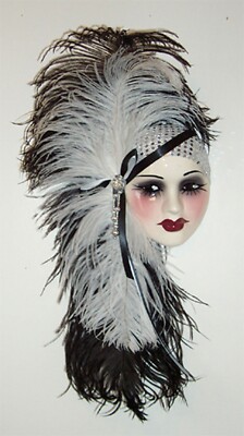 Unique Creations Lady Face Mask Wall Hanging Decor - NEW IN BOX
