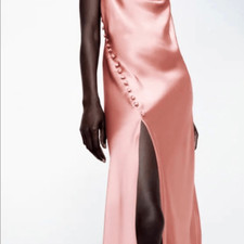 ZARA PINK SATIN LINGERIE SPAGHETTI STRAP DRESS XS