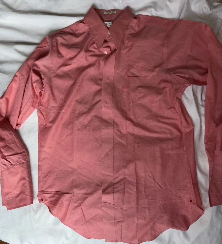 Hathaway Jack Fox CHALK Shades Red MoD 1960s FRENCH CUFF Shirt 15.5 Vintage new* - Image 3 of 4