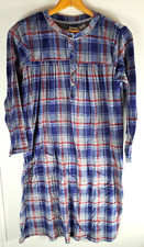 Aria Fleece Nightgown Womens Midi Blue Plaid Long Sleeve Fleece Pockets Large