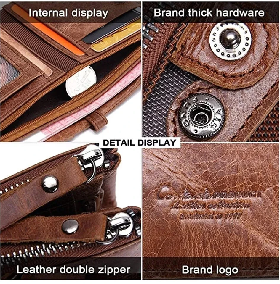 Brand New Men's Genuine Leather RFID Blocking Wallet Chocolate Brown - Image 4 of 4