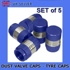 blue & chrome /silver dust caps  - pack of 5, car accessories, excellent quality