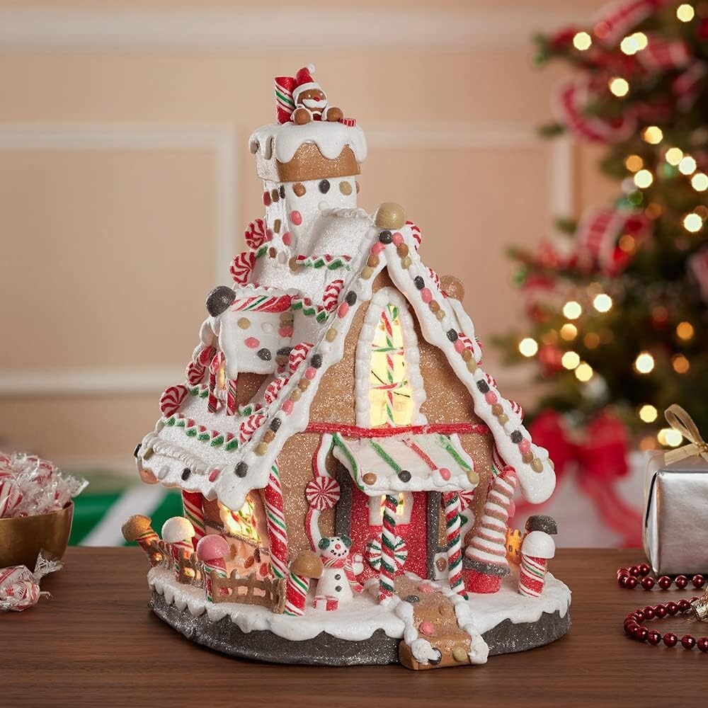 Claydough Gingerbread House Lighted Christmas Building Figurine