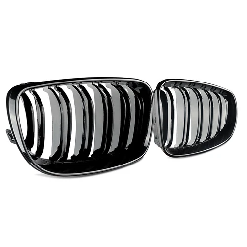 For BMW E81 E82 E87 E88 2008-11 Matte/Gloss Black Dual Slat Front Bumper Grille - Picture 5 of 18