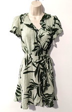 Michael Stars Women's Palms Wrap Tropical Green Dress Sz XS Viscose/Rayon Blend