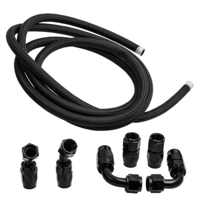 -10AN AN10 12FT Braided Gas/Oil/Fuel Hose Line + Hose End Fitting Separator Kit