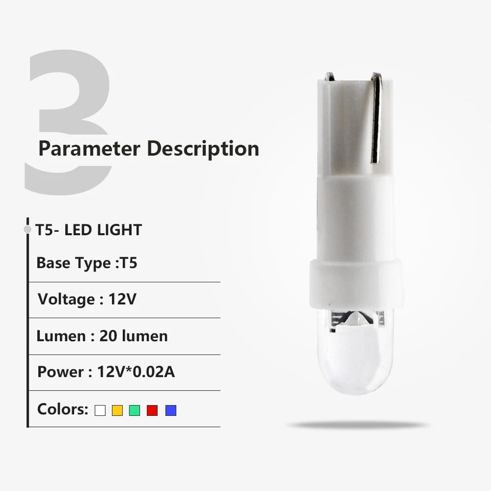 1000Pcs T5 LED Car Interrior Dashboard Light Panel Lamp Instrument Light Bulbs  - Image 4 of 4