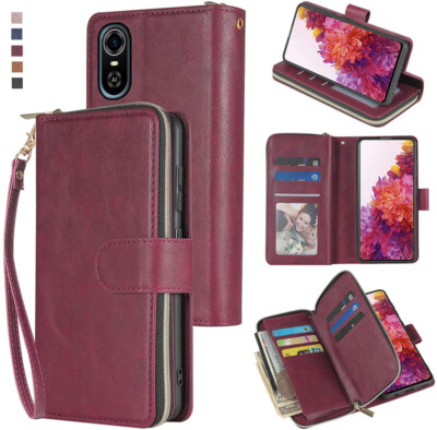 ZTE Blade A31 Plus lWallet Case 9Card Zipper Slots Kickstand Flip Leather Case