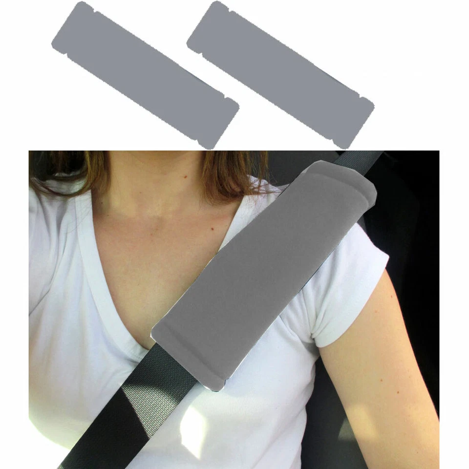 New 4PC GRAY Universal Fit Car Truck Suv Van Headrest Covers & Seat Belt Pads - Image 4 of 4