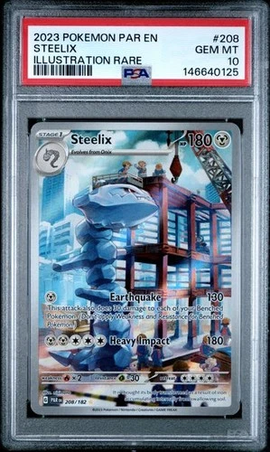 PSA 10 GEM MINT Steelix Paradox Rift Illustration Rare Holo 2023 Pokemon 208/182