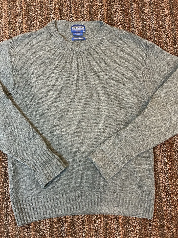 Pendleton Men Sweater Shetland Wool Crew Neck Light Gray Green Sz M EUC - Image 2 of 4