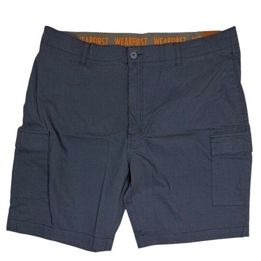 WearFirst Mens Cargo Shorts Charcoal Blue Gray Size 44 Stretch Cotton Nylon Mix