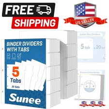 Binder Dividers with Tabs for 3 Ring Binder, 8.5 x 11 Paper White Binder Divi...