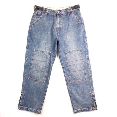 Rare Princess Polly XX Baggy Loose Y2K Double Knee Womens Blue Jeans Size 10