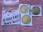Lot of 3 Nice Heavy  1923 P,D AND S  Peace silver dollar Coins LOT  #  6