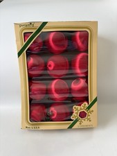 Red Satin Sheen Christmas Ornaments - Pyramid Set of 12 Diameter: 9" Made in USA