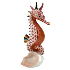Herend Rust SEAHORSE Fishnet Hand Painted Figurine 15325 Marine Aquatic Animals
