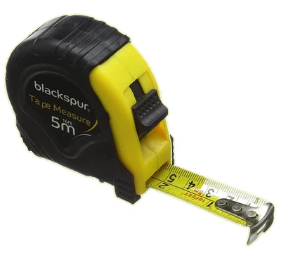 BLACKSPUR 5m 16ft Retractable Metal Tape Measure Measuring Tape Metric Imperial Non-slip