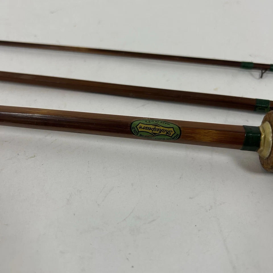 Caña de bambú Shakespeare vintage 3 piezas modelo 1357 8,5 pies Foto 3 de 4