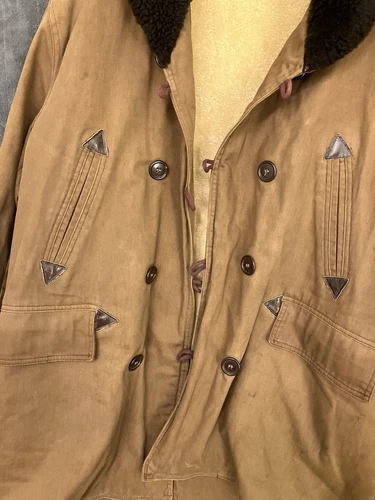 VTG 1940s Hercules Jacket Men’s 46 Sheepskin Lined Collar Barnstormer Canadienne image 4