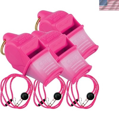 3 Pack Sonik Blast CMG Whistles with Breakaway Lanyards - Outdoor Essential