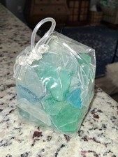 NEW MIXED POUCH Sea Glass Crafts Chunks and Pieces Blue Clear Teal 11 oz Frosted