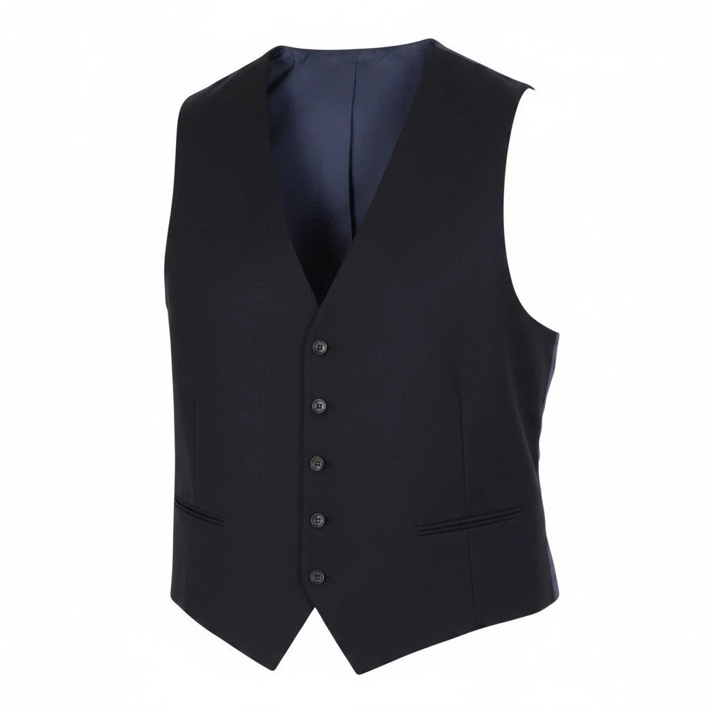 SUITSUPPLY Men Waistcoat Ferrara UK48R Navy Wool Single Breasted Vest DDP - product detail image 1