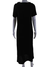 Marina Sport Womens Wool Black High Neck Short Sleeve Asymmetric Dress Size S