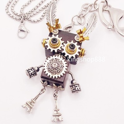 Bag Charm Steampunk Necklace Robot Keychain Backpack Pendant Key Ring Decor Gift