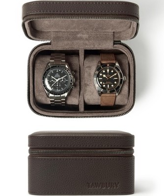 Watch Case - 2 Slot Genuine Top-Grain Leather Watch Travel Case for Men & Wom...