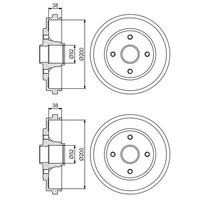 2X Bosch 200Mm Bremstrommeln Hinten Passend FÜR Opel Agila Links+Rechts | 0 986