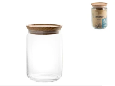 Bocal En Verre Luminarc Purebox Avec Couvercle En Bois 1 L - Photo 1/3