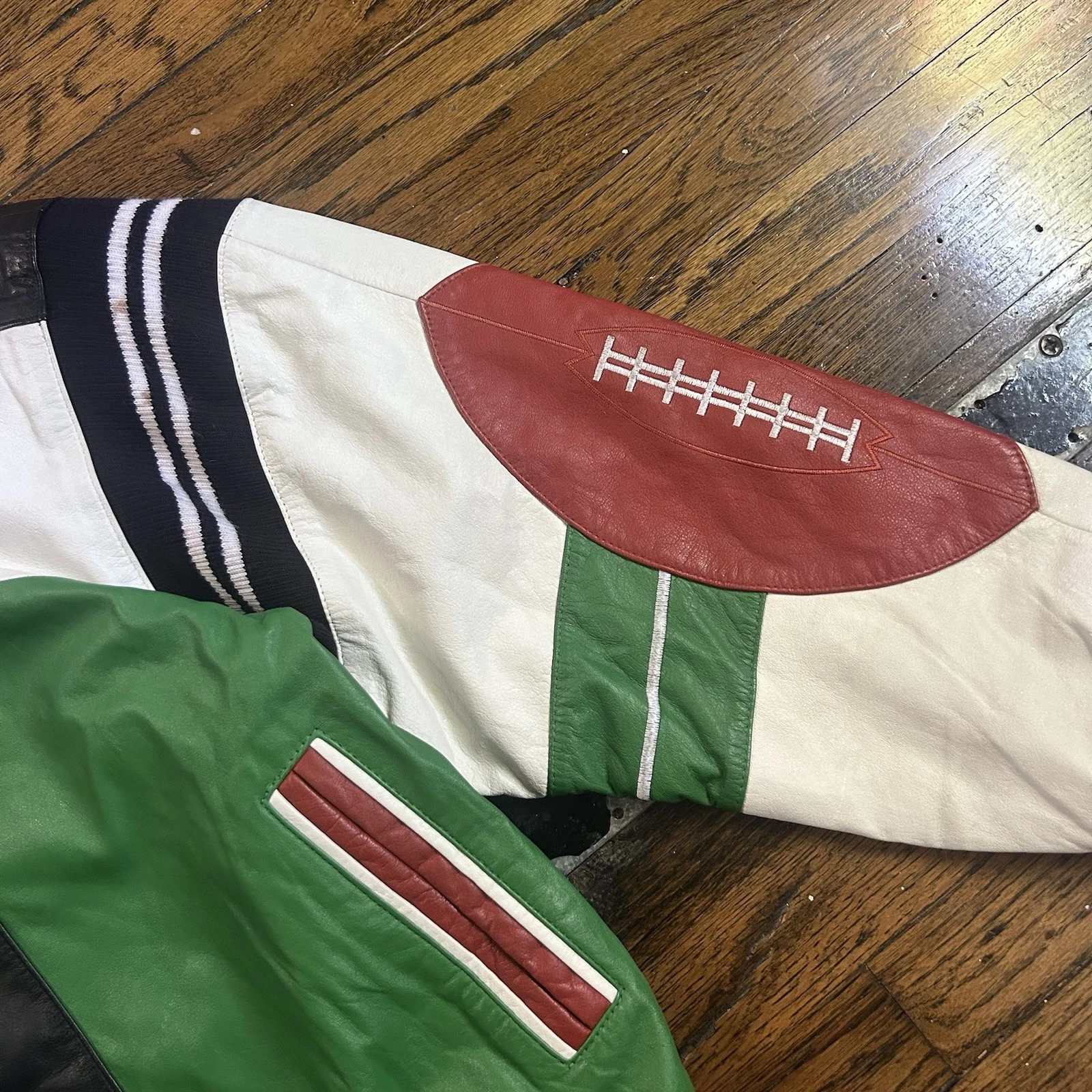 Vintage 90s Michael Hoban Wheremi Football Genuine Leather Jacket RARE - product detail image 3