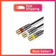 J D RCA Cable, Heavy Duty 3 RCA Male to Female AV Extension Cable, Copper Shell,