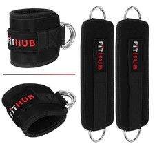 ANKLE D RING STRAPS Thigh Leg Pulley Lifting Padded Cable Attachment Gym PAIR