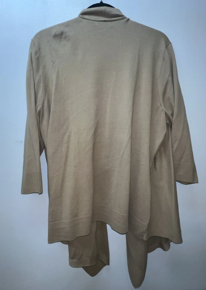 Nuevo con etiquetas Cárdigan para mujer Plus Chaps cortina abierta cascada bambú tostado talla 2X Foto 4 de 4
