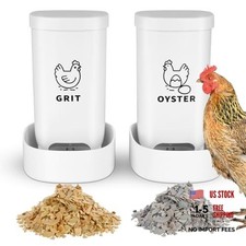 Chicken Oyster Shell Feeder and Grit Feeder with Lid, Automatic Chicken Feeder
