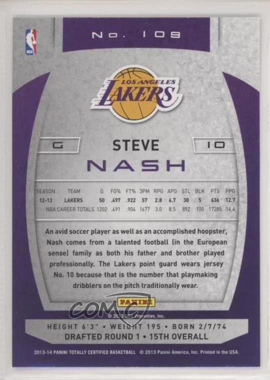 2013-14 Totally Certified Steve Nash #109 HOF - Image 2 of 2