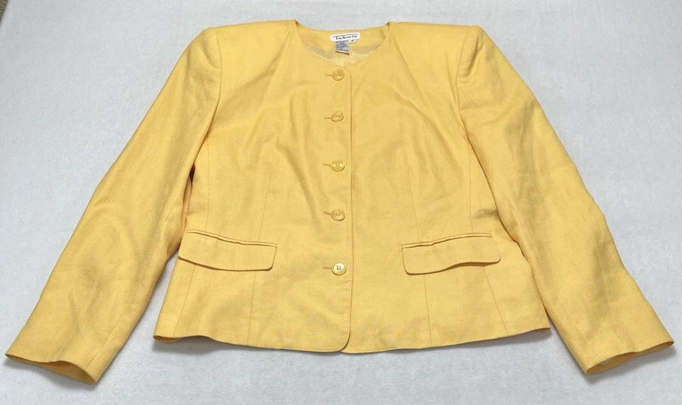 Traje Falda Talbots Amarillo Forrado Mezcla Lino Para Mujer’s 10 Foto 2 de 4