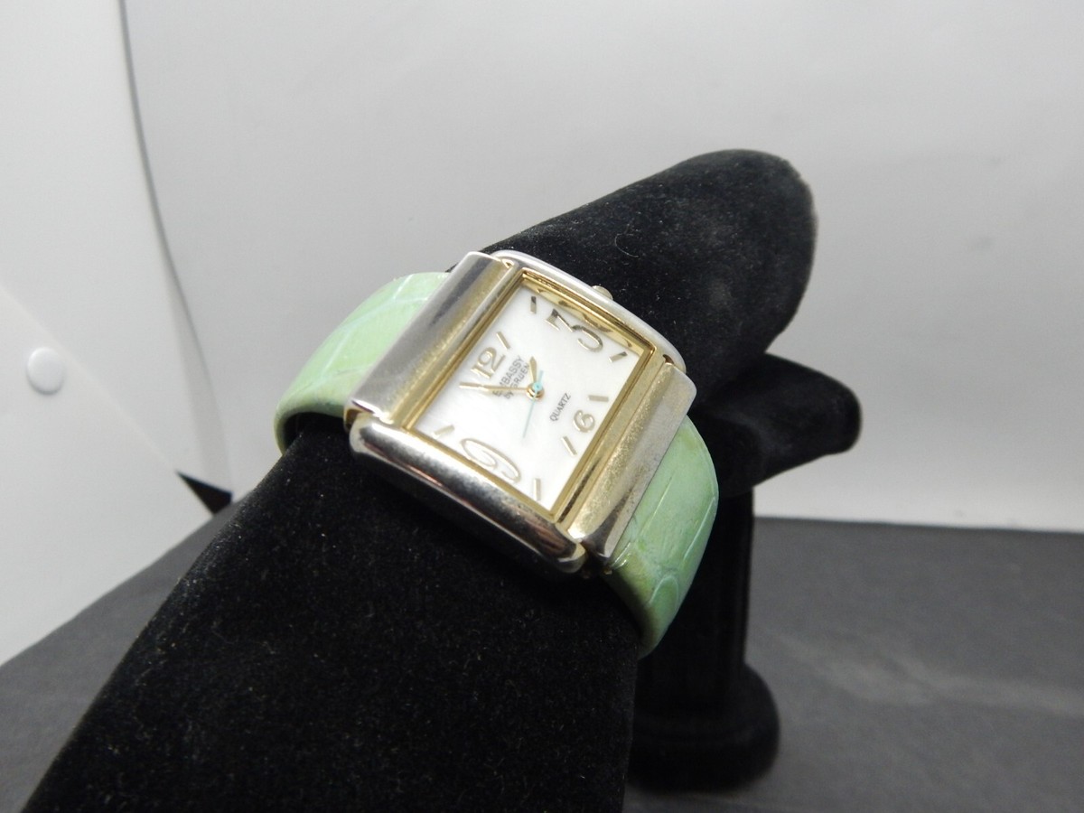 EMBASSY BY GRUEN Ladies Watch Hinged Cuff Bangle New Battery 
