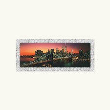 Artitalia Quadro skyline con cornice argento decori materici glitterati e strass
