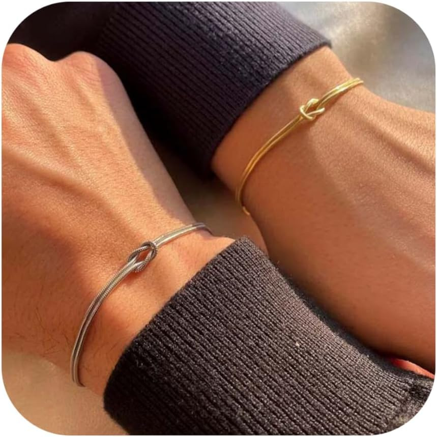 Gold Bracelets for Women Matching Bracelets for Couples 14K Gold Plated Love Kno