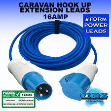 STORM BLUE ELECTRIC CARAVAN HOOK UP EXTENSION LEAD 5M - 25M 240V CABLE 16 AMP 