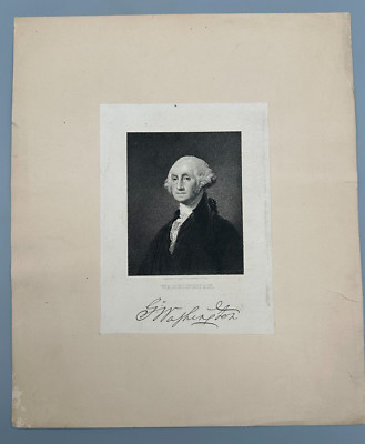 George Washington Engraving J.B. Longacre from Stuart Painting 19th Century!
