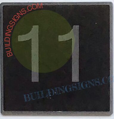 ELEVATOR FLOOR NUMBER 11 SIGN- ELEVATOR JAMB PLATE FLOOR 11 SIGN-REF24-1027